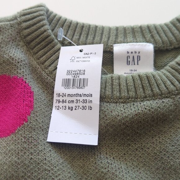 GAP Baby Olive Green Fall Sweater - Size 18-24 Months NWT - Picture 3 of 4